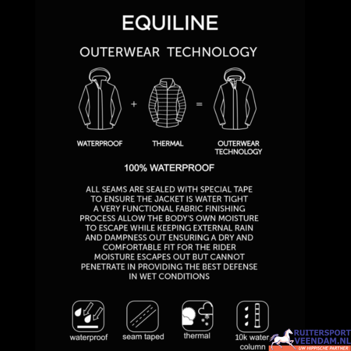 Equiline Padded Waterproof Long Jacket Cater - Afbeelding 4