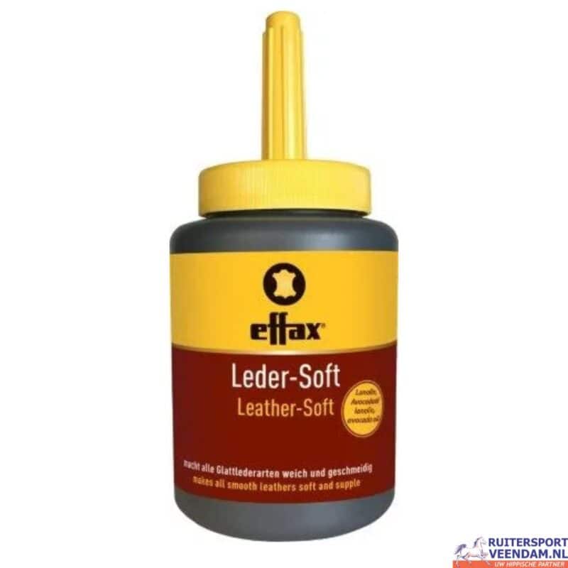 Effax Leather Soft lederverzorgingsproduct voor zachte, glanzende lederen zadels.