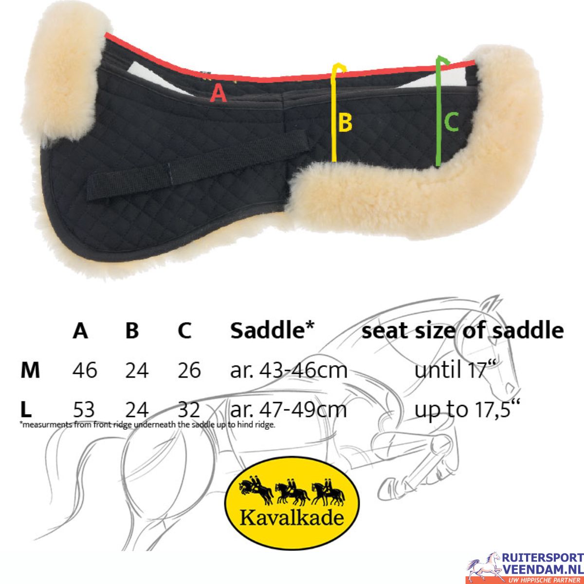 Kavalkade Zadelonderlegger Lamswol met inlages 2 Kavalkade Zadelonderlegger Lamswol met inlages