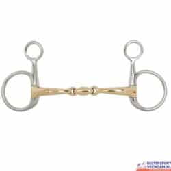Dubbel gebroken 16mm Bauchertrens voor paard, zacht contact.