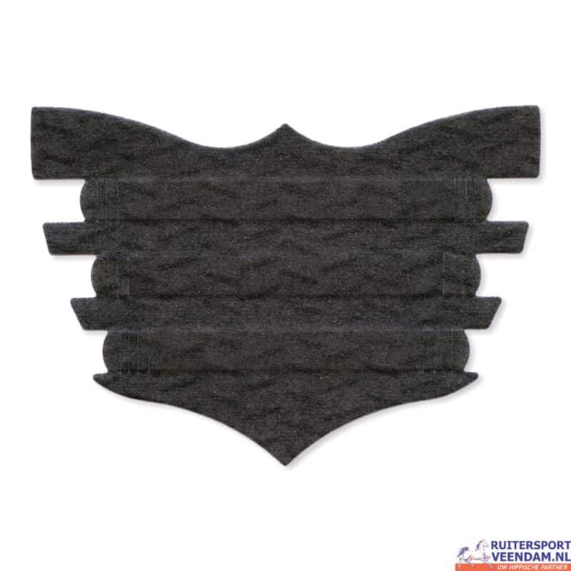 Zwarte Flair neusstrip voor paarden, comfortabel en effectief.