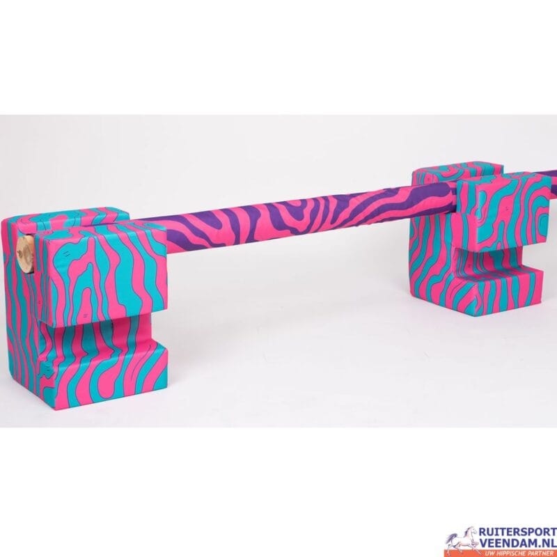 Kleurrijk foam cavaletti set voor paardentraining en springlessen.