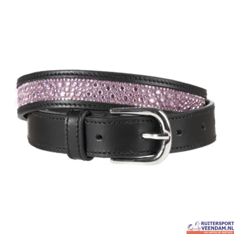 Riem Denici Cavalli Purple Passion met glitters en zwart leer.