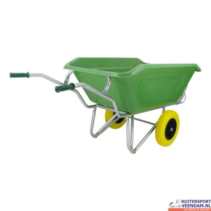 Kruiwagen voor ruitersport en tuinieren, stevig en wendbaar met twee wielen.