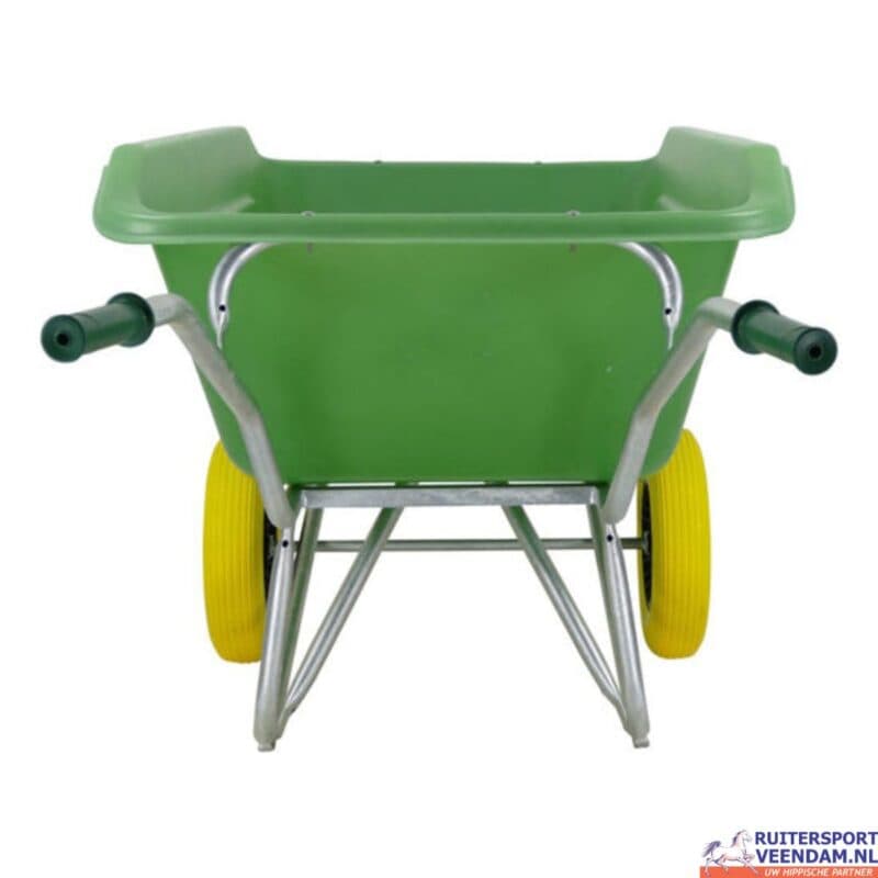 Kruiwagen Fort F&S met twee wielen, ideaal voor tuin en ruitersport.