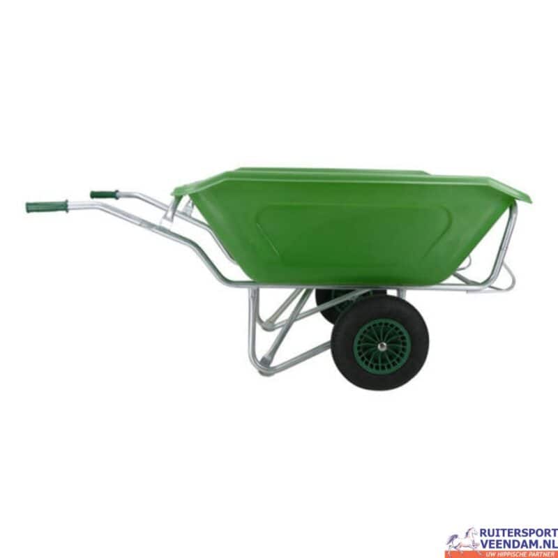 Kruiwagen met HDPE bak, ideaal voor tuinieren en paardenverzorging.