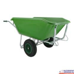 Groene HDPE kruiwagen voor tuin en landbouw, stevig en duurzaam.