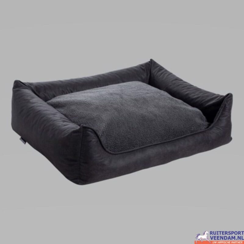 Hondenmand in lederlook en teddy stof, ideaal voor comfortabele huisdieren.
