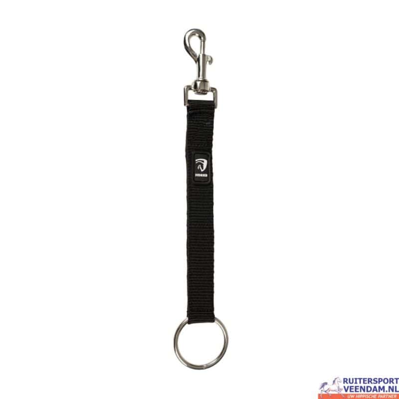 Paardensport riem met metalen haak en ring, geschikt voor stalhangers.